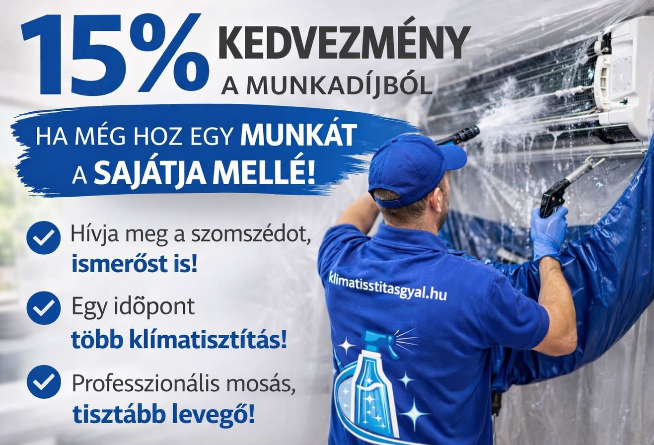 15 % kedvezmény Klíma mosás 